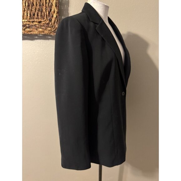 Kasper Suit Jacket Blazer 16P 16 Petite Black Classic 1 Button Polyester - Picture 3 of 8